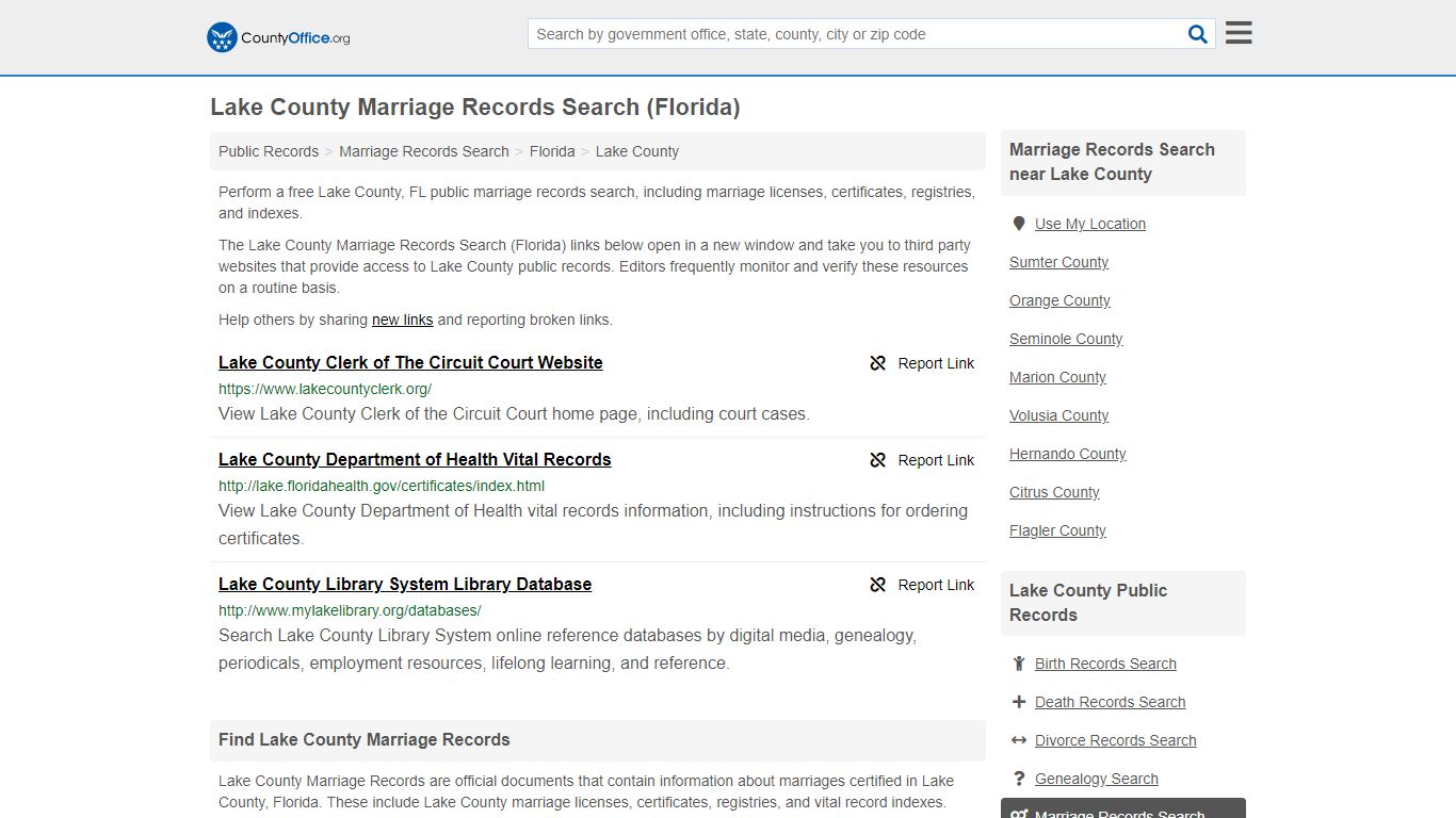 Marriage Records Search - Lake County, FL (Marriage ...
